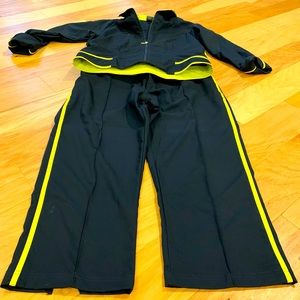 Nike tracksuit set Blue and bright green stripes size 12/14